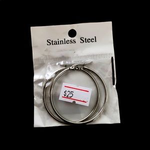 Stainless Steel Hoop Earrings. 1.5 inches. Factory Sealed. No brand.